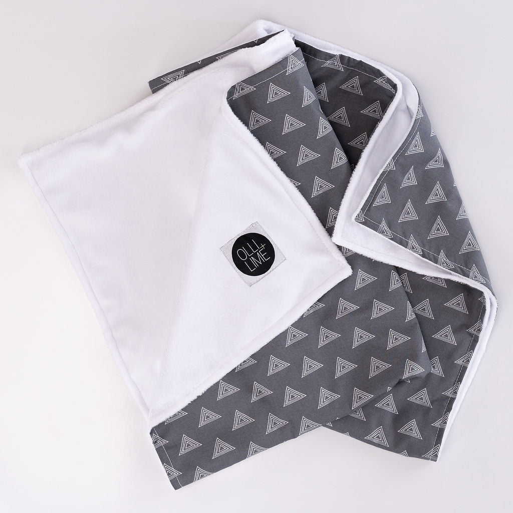 Tops for Tots - Baby Blanket -  Light Gray on Dark Gray - Olli+Lime